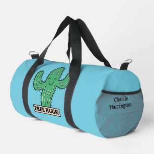 Free Cactus Hugs custom name & colour Duffle Bag