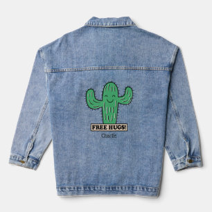 Free Cactus Hugs custom name Denim Jacket