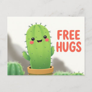 Free Cactus Hugs Cute Kawaii Postcard