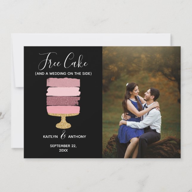 Free Cake Funny Modern Photo Wedding Save The Date (Front)