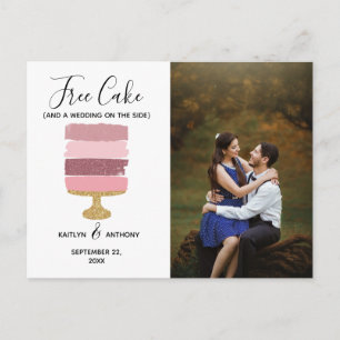 Free Cake Funny Modern Photo Wedding Save The Date Announcement Postcard