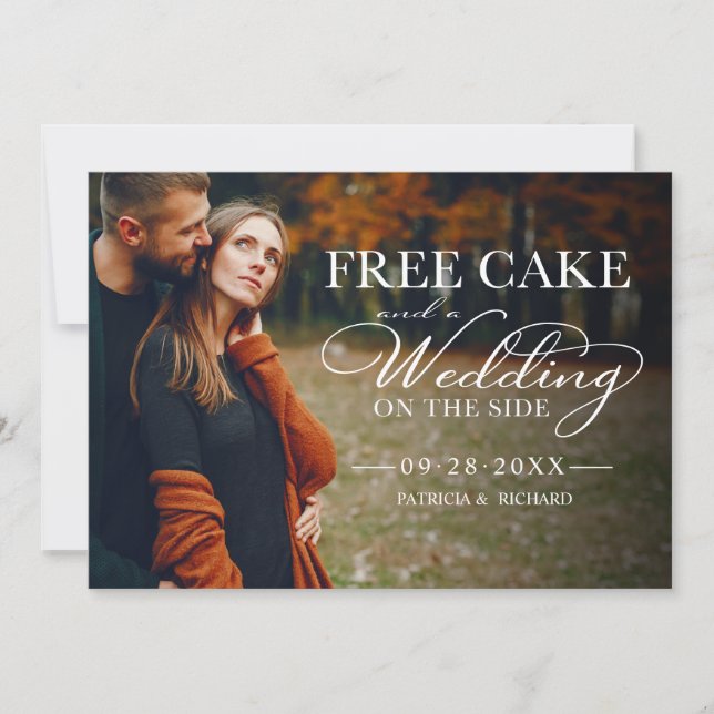Free Cake Funny Wedding Save The Date Full Photo I Invitation (Front)