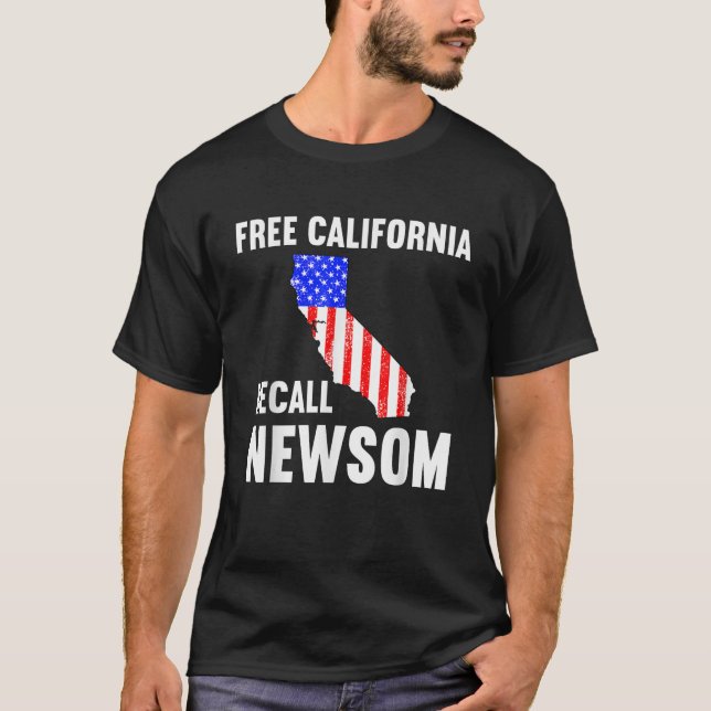 Free California Recall Governor Gavin Newsom T-Shirt (Front)