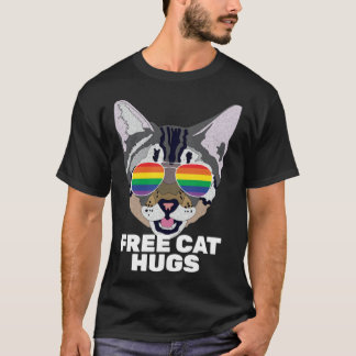 Free Cat Hugs Vintage Cat Gay Pride T-Shirt