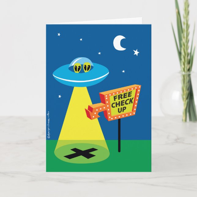 Free checkup alien abduction birthday card (Front)
