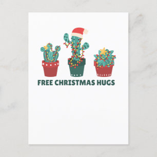 Free Christmas Hugs Funny Cactus Plants Holiday Postcard