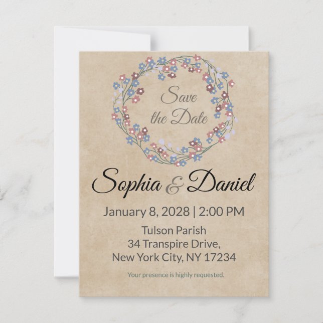 Free Classic Rustic Wedding Invitation  (Front)