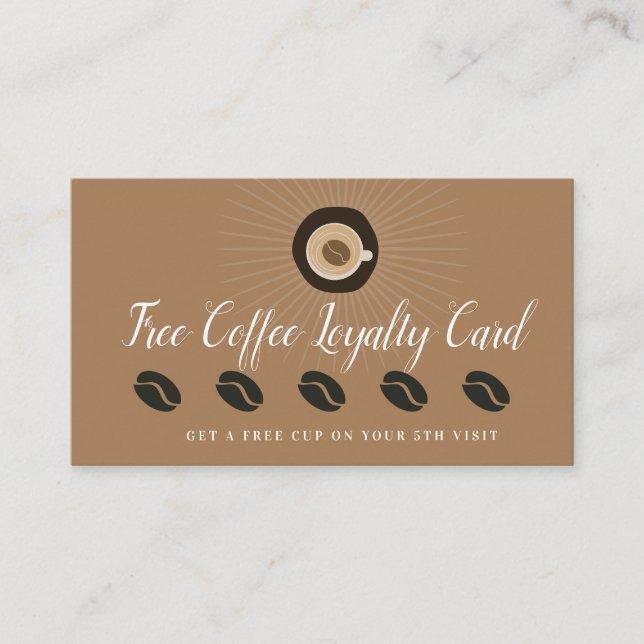 Free Coffee Reward Loyalty  Business Card (Front)