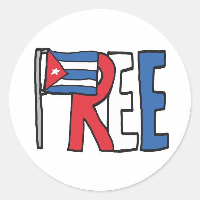 Free Cuba Classic Round Sticker (Front)
