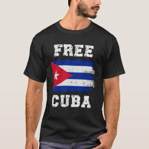 Free Cuba Retro Cuban Flag Design T-Shirt