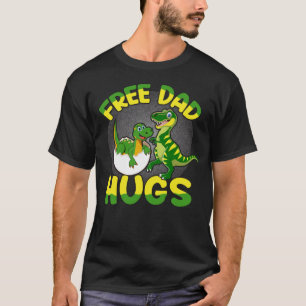 Free Dad Hugs Dinosaur Dad & Kid   Funny Father's  T-Shirt