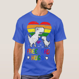 Free Dad Hugs Dinosaur Tre Dino LGBTQ Pride Re T-Shirt