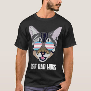 Free Dad Hugs Funny Cat Trans Pride T-Shirt