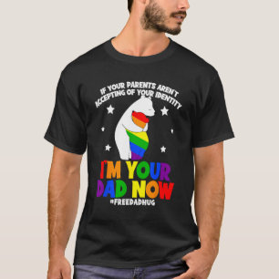Free Dad Hugs LGBT Gay Pride Month LGBTQ Bear Rai T-Shirt