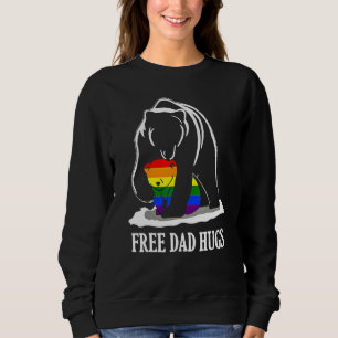 Free Dad Hugs Lgbt Pride Dad Bear Baby Retro Dadd Sweatshirt