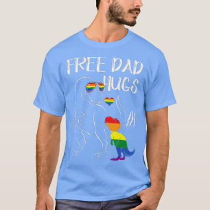 Free Dad Hugs LGBT Pride Dad Dinosaur Rex Gift T-Shirt