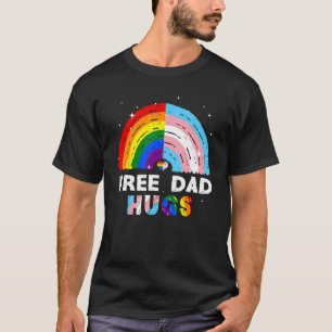 Free Dad Hugs LGBT Rainbow And Transgender Flag He T-Shirt