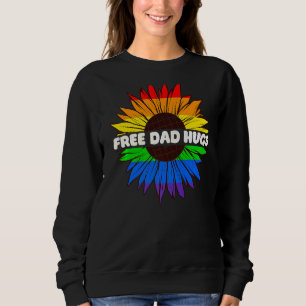 Free Dad Hugs Pride Sunflower Lgbtq Rainow Graphic Sweatshirt