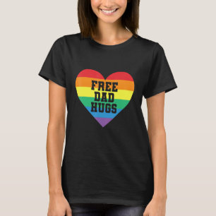 Free Dad Hugs Rainbow Hearts Flag Lgbt For Pride M T-Shirt