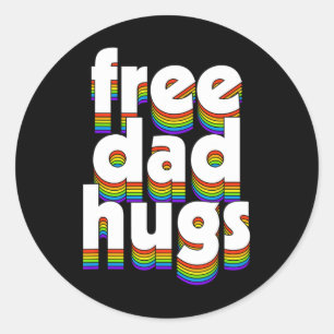 Free Dad Hugs Rainbow Love Ally Fathers Day Classic Round Sticker