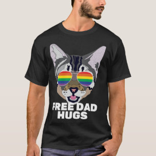 Free Dad Hugs Vintage Cat Funny Gay Pride Gift T-Shirt