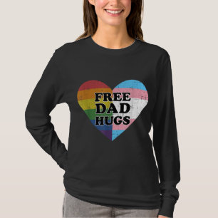 Free dad hugs with rainbow and transgender flag he T-Shirt