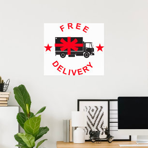 Free Delivery Truck Poster