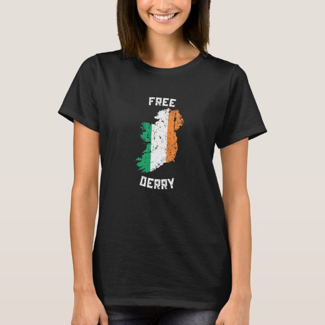 Free Derry Ireland Map   T-Shirt (Front)