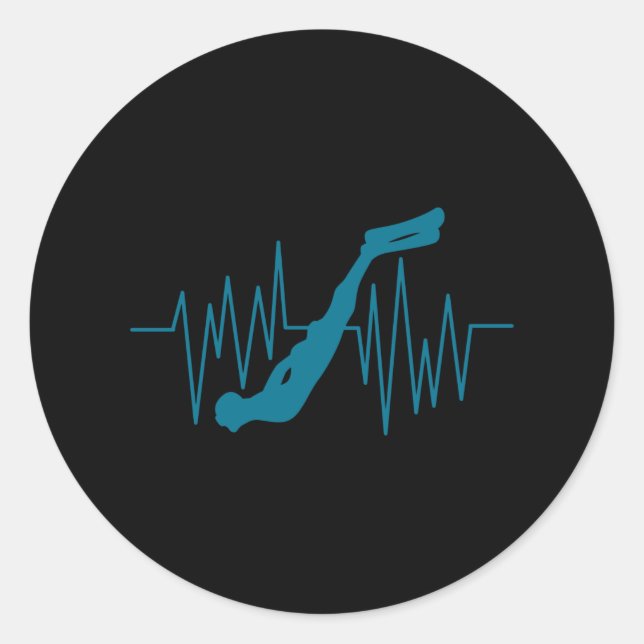 Free Dive Heartbeat Freediver Free Diving Apnoea Classic Round Sticker (Front)