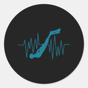 Free Dive Heartbeat Freediver Free Diving Apnoea Classic Round Sticker