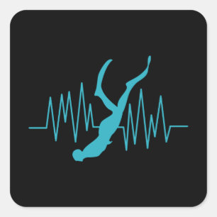 Free Dive Heartbeat Freediver Free Diving Apnoea Square Sticker