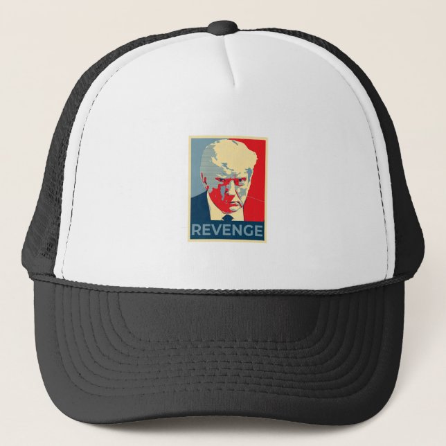 Free Donald Trump mug shot republican revenge MAGA Trucker Hat (Front)