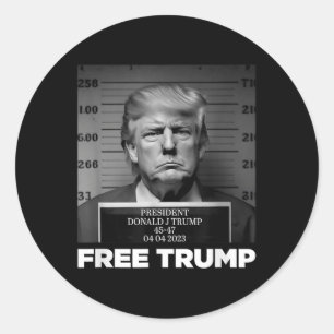 Free Donald Trump Mugshot  Classic Round Sticker