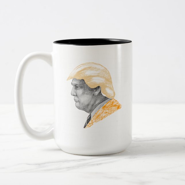 Free Donald Trump Mugshot Orange Suit Two-Tone Coffee Mug (Left)