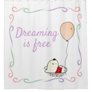 Free Dreams Bear with Balloons Shower Curtain