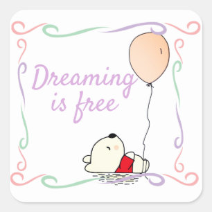 Free Dreams Bear with Balloons Square Sticker