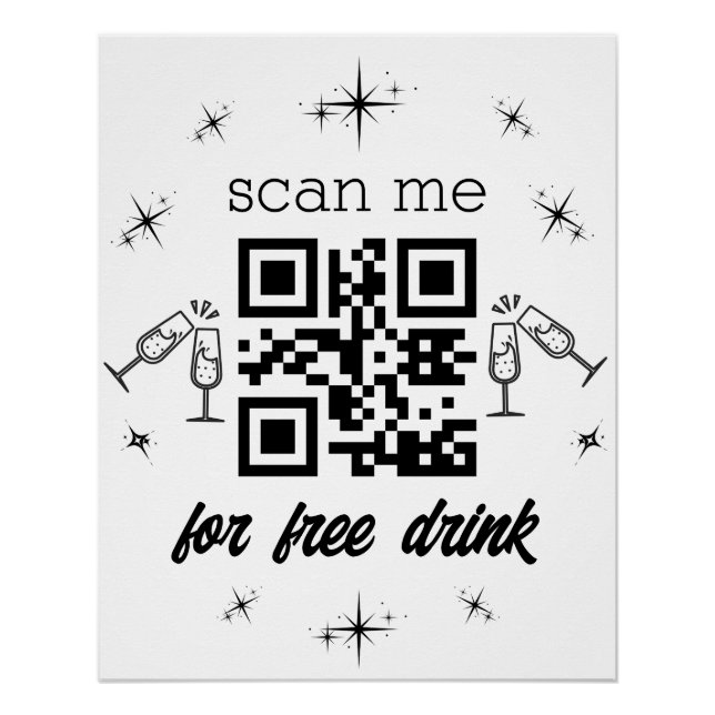 free drink qr code  stylish modern poster (Front)