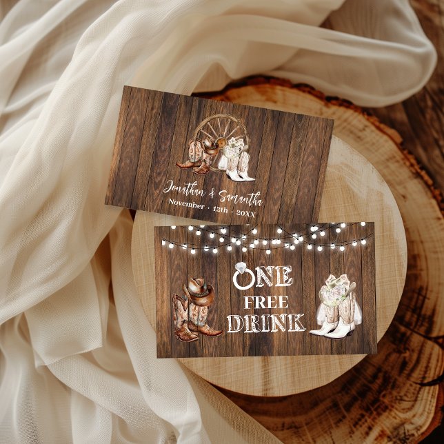 Free Drink Wedding Western Country Card Ticket (Creator Uploaded)