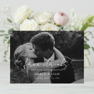 Free Drinks Elegant Modern Romantic Photo Wedding Save The Date