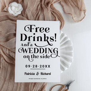 Free Drinks Funny Casual Wedding Save The Date Invitation