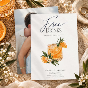Free Drinks Funny Cocktail Wedding Save the Date
