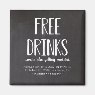 Free Drinks Funny Save the Date Magnets