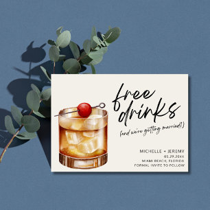 Free Drinks Funny Wedding Save The Date with Photo