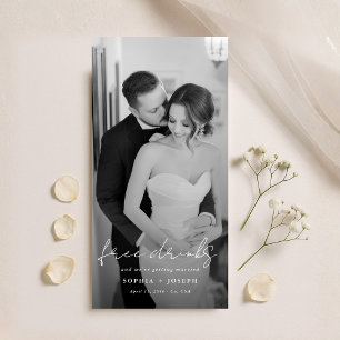 Free Drinks Minimalist Bookmark Wedding Photo Save The Date