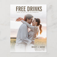 Free Drinks Photo Wedding Save the Date