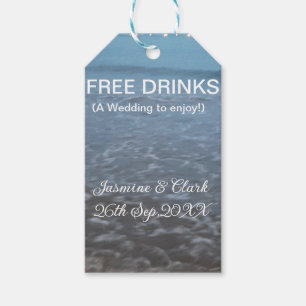 Free drinks save the date beach wedding add name gift tags