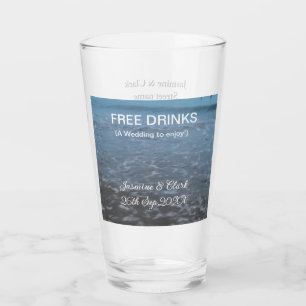 Free drinks save the date beach wedding add name glass