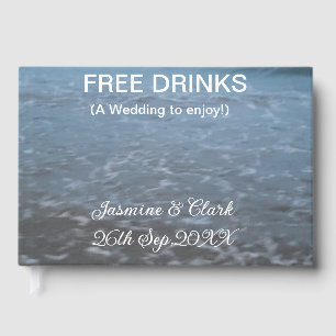 Free drinks save the date beach wedding add name guest book