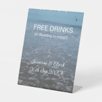 Free drinks save the date beach wedding add name