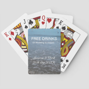 Free drinks save the date beach wedding add name  playing cards